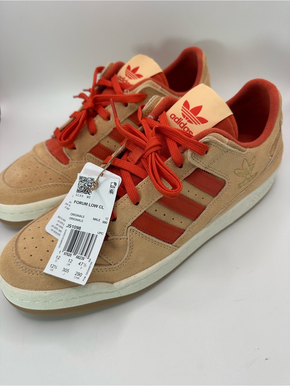 adidas Forum CL Low JS1098 Men's Athletic Sneakers Glow Orange Red Suede 12.5